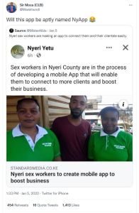 Sir Mosa CLB Mwaimundi Will this app be aptly named NyApp Sauron MisterAlbie Jan