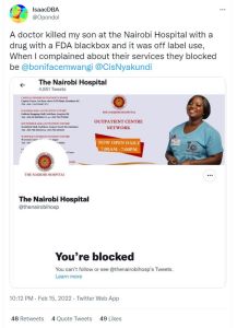 IsaacDBA Opondoi A doctor killed my son at the Nairobi Hospital with a drug with