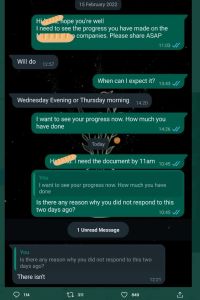 15 February nope you're well need to see the progress you have made on the compa