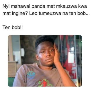 Nyi mshawai panda mat mkauzwa kwa mat ingine? Leo tumeuzwa na ten bob. Ten bobl!