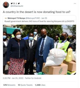 D.J DrKiambuthi country in the desert is now donating food to us? Metropol TV Ke