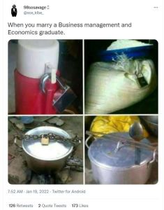g8sosavage sos_kibe When you marry a Business management and Economics graduate.