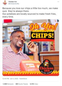 Chicken Inn 0 ChickenlnnKe Because you love our chips a little too much, we make