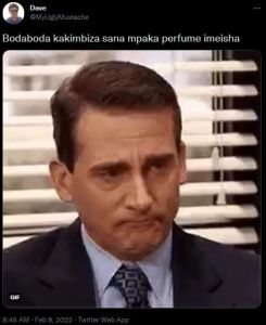 Dave MyUglyMustache Bodaboda kakimbiza sana mpaka perfume imeisha 845 AM Feb 8 T