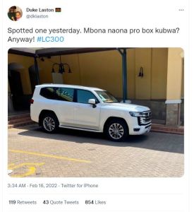 Duke Laston dklaston Spotted one yesterday. Mbona naona pro box kubwa? Anyway! L