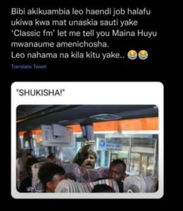 Bibi akikuambia leo haendi job halafu ukiwa kwa mat unaskia sauti yake 'classic