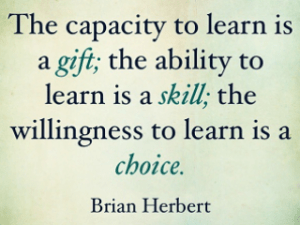 The capacity to learn is gift the ability to learn is a skil the willingness to
