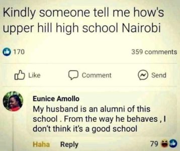 Kindly someone tell me how's upper hill high school nairobi 170 359 comments lik