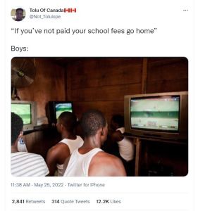 Tolu of canadal11 not_tolulope if you've not paid your school fees go home boys