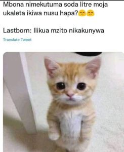 Mbona nimekutuma soda litre moja ukaleta ikiwa nusu hapa? lastborn ilikua mzito