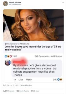 Orwell goode orwellngoode yahoo uk 2 min read jennifer lopez says men under the