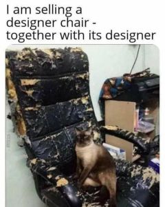 Lam selling a designer chair together with its designer