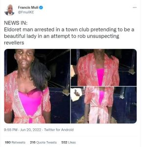 Francis muli fmulike news in eldoret man arrested in a town club pretending to b