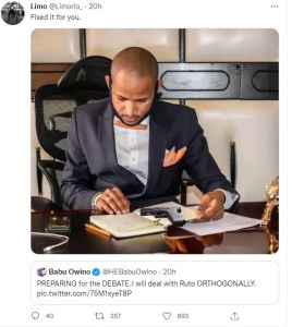 Limo limorio 2oh fixed it for you. babu owino hebabuowino 20h preparing for the