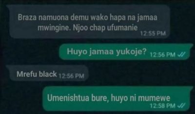 Braza namuona demu wako hapa na jamaa mwingine. njoo chap ufumanie 12 gs pm huyo
