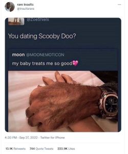 Rare insults insultsrare zoeshiels you dating scooby doo? moon moonemoticon my b