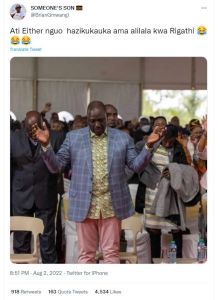 Someone's son briangmwangi ati either nguo hazikukauka ama alilala kwa rigathi t