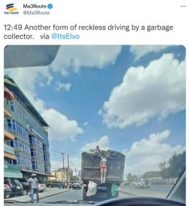 Ma3route toul ma3route 12.49 another form of reckless driving by a garbage colle