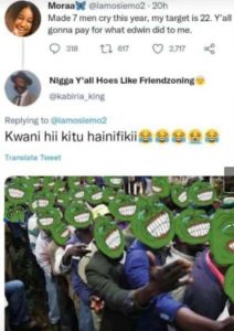 Moraa lamosiemo2 20h made 7 men cry this year. my target is 22 yall gonna pay to