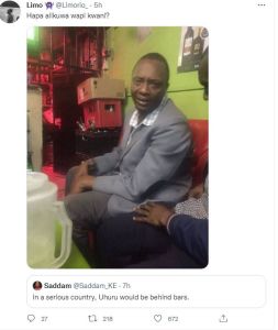 Limo '9' limorio _ hapa alikuwa wapi kwani? saddam saddam_ke . 7h in a serious c