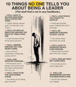 10 things no one tells you about being a leader the stuff that's not in any hand