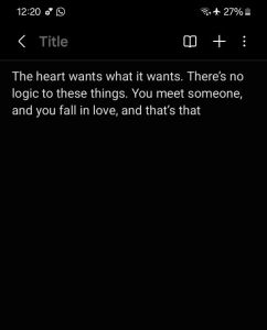1220 4 27 title the heart wants what it wants. theres no logic to these things.