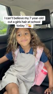 Can'tbelieve my 7 vearold cut a girls hair at school today