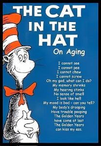 The cat in the hat on aging conrog connof pee canno chew connot screv oh my god,