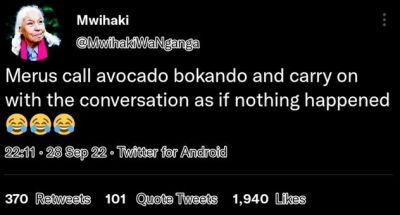 Mwihaki mwihakiwanganga merus call avocado bokando and carry on with the convers