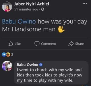 Jaber nyiri achiel 51 minutes ago babu owino how was your day mr handsome man li