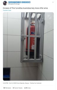 Gapdadn bobom captainochenge incase of fire tunafaa kuendea key kwa ofisi ama tr