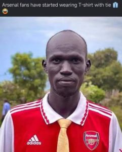 Arsenal fans have started wearing tshirt with tie adidas