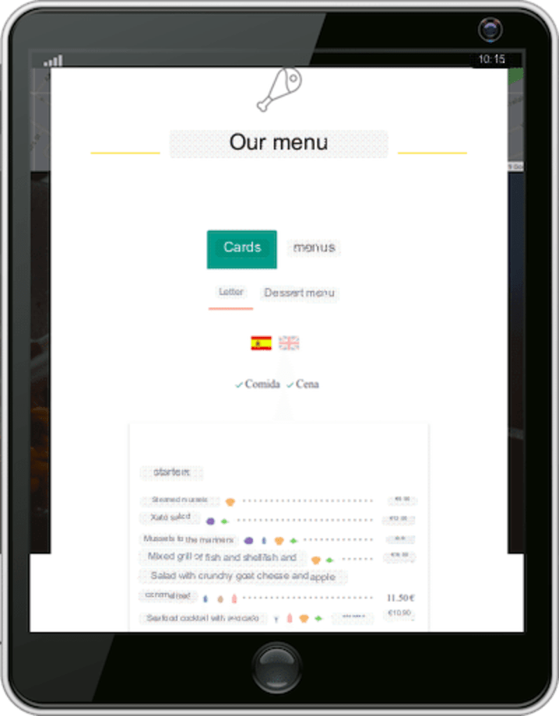 MenuMaker widget embedded in a restaurant website