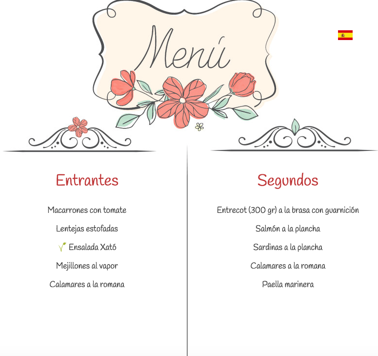 Menu templates