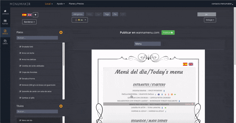 Share your menu on social networks Share your menu on social networks