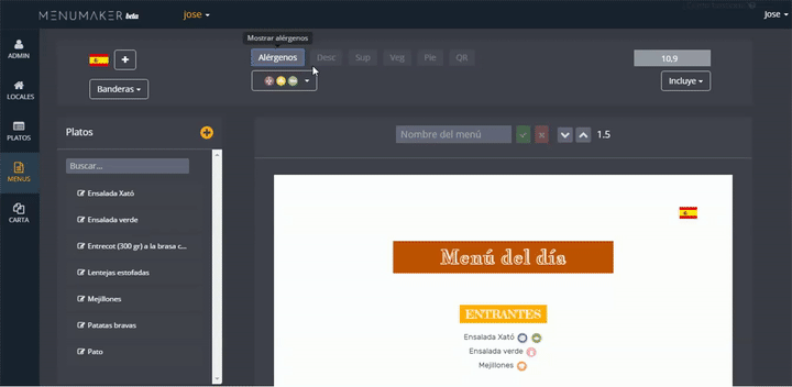 Choose a menu template Choose a menu template