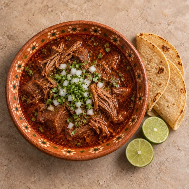 Birria de res con consomé con cuerpo
