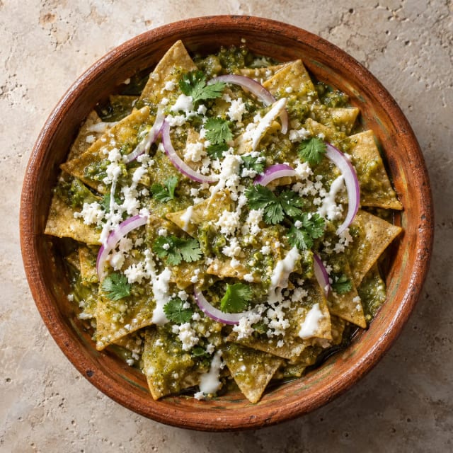 Chilaquiles verdes que no se aguadan