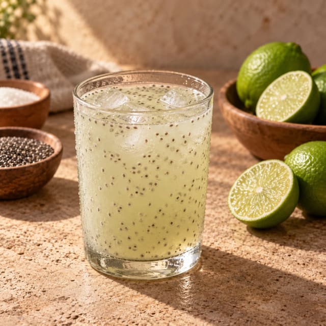 Agua de limón con chía que no se apelmace