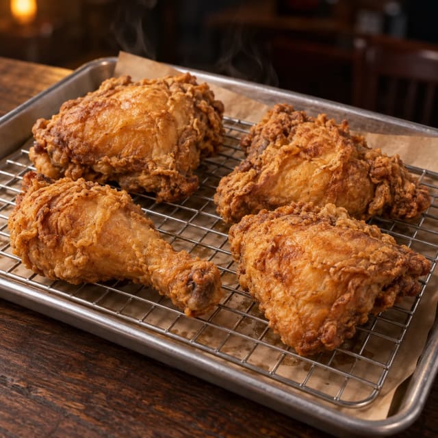 Pollo frito sureño con costra crujiente