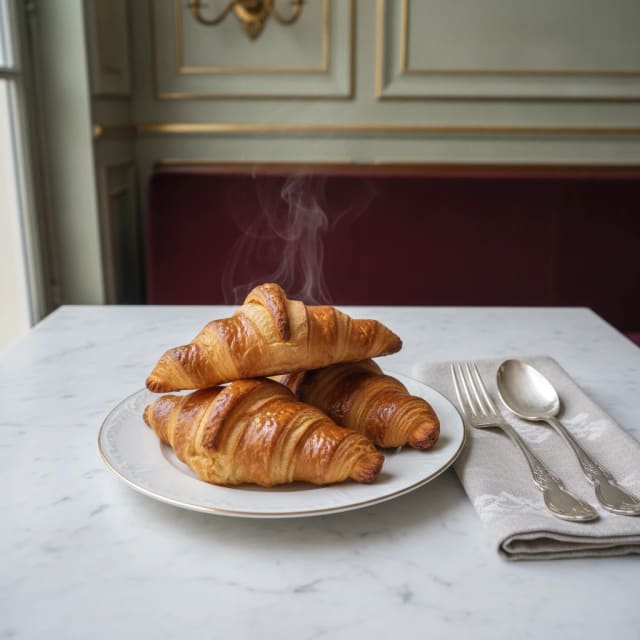 Croissants caseros con capas que se ven
