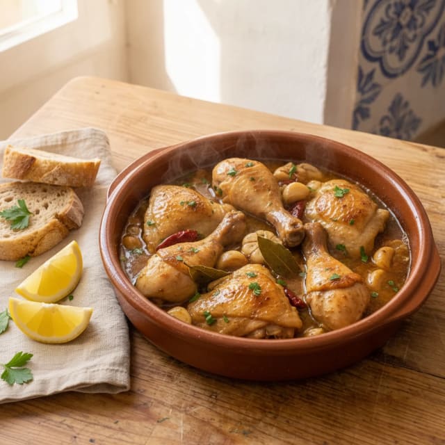 Pollo al ajillo dorado con su salsa de ajo
