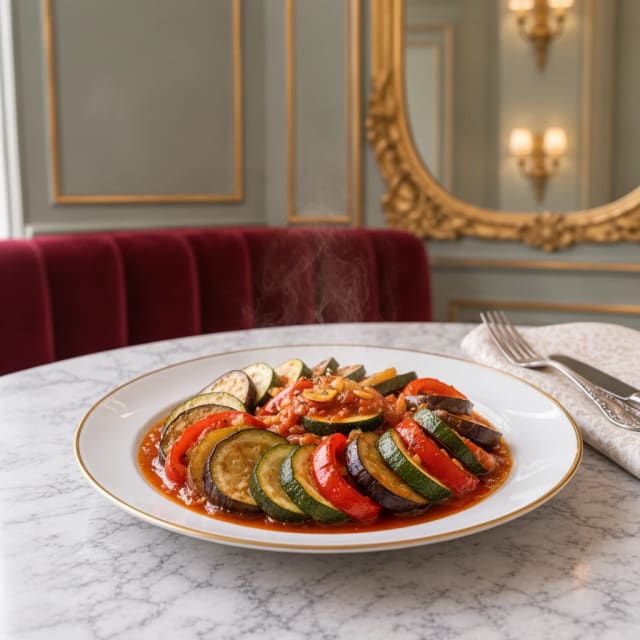 Ratatouille con cada verdura en su punto