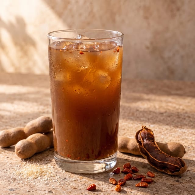Agua de tamarindo sin hebras ni asientos