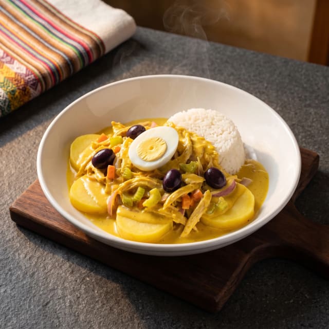 Ají de gallina cremoso y amarillo
