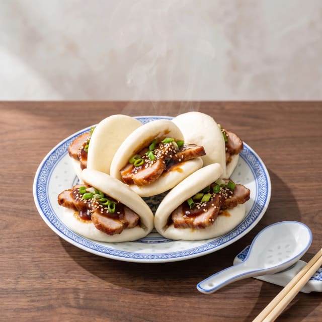 Bao de cerdo al vapor, blancos y esponjosos