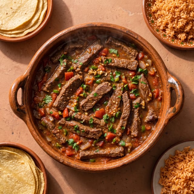 Bistec a la mexicana suave y no correoso