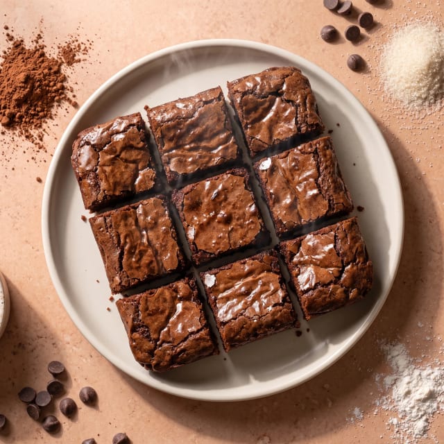 Brownies con costra brillante y húmedos