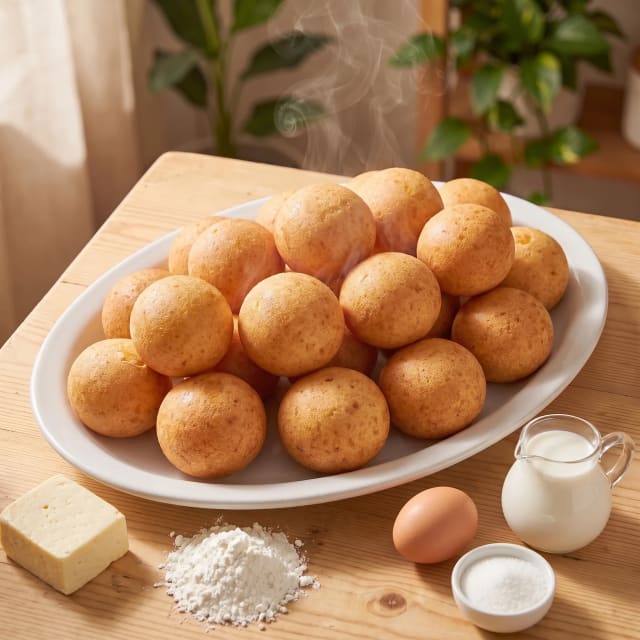 Buñuelos colombianos de queso, redondos y huecos