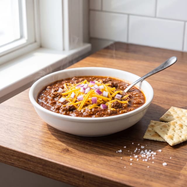 Chili con carne sin sabor a bote